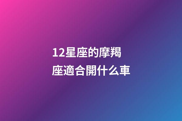 12星座的摩羯座適合開什么車-第1張-星座運勢-玄機派