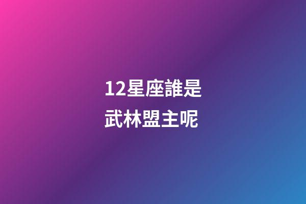 12星座誰是武林盟主呢