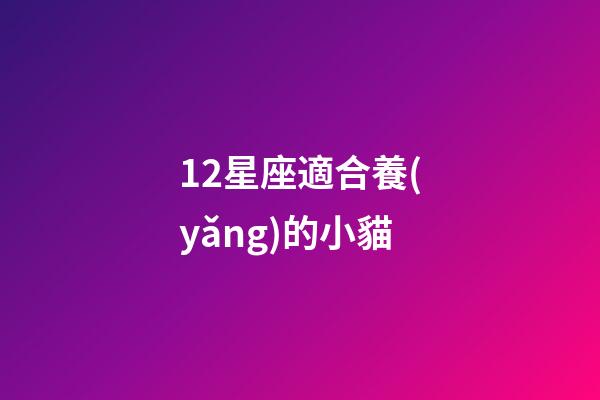 12星座適合養(yǎng)的小貓
