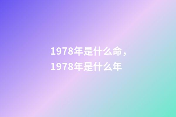 1978年是什么命，1978年是什么年
