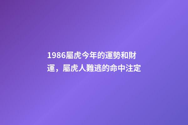 1986屬虎今年的運勢和財運，屬虎人難逃的命中注定-第1張-觀點-玄機派