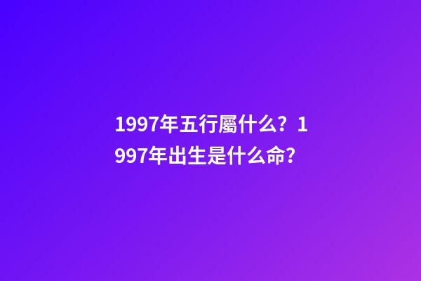 1997年五行屬什么？1997年出生是什么命？