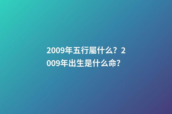 2009年五行屬什么？2009年出生是什么命？