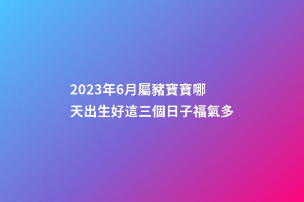 2023年6月屬豬寶寶哪天出生好?這三個日子福氣多