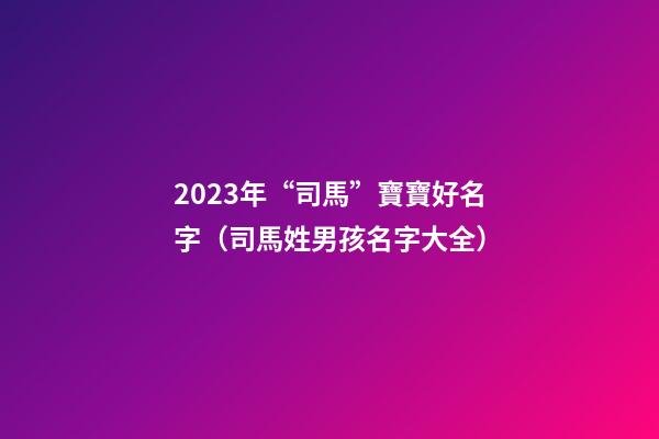 2023年“司馬”寶寶好名字（司馬姓男孩名字大全）
