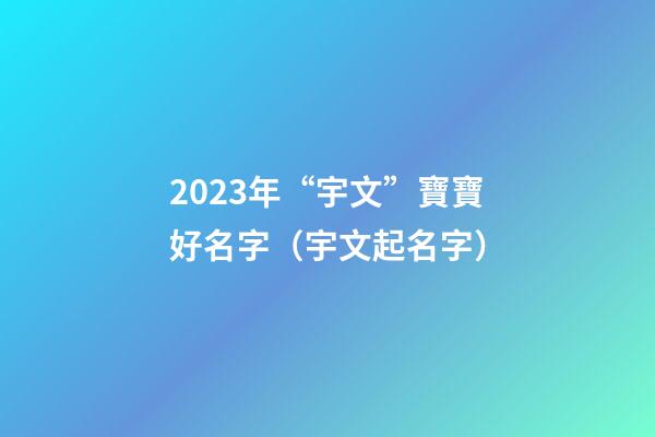 2023年“宇文”寶寶好名字（宇文起名字）