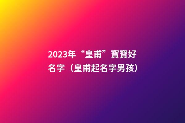 2023年“皇甫”寶寶好名字（皇甫起名字男孩）