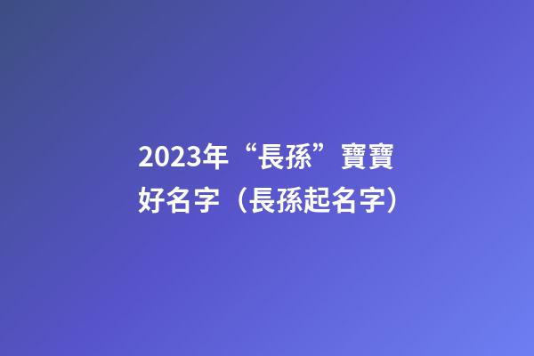 2023年“長孫”寶寶好名字（長孫起名字）