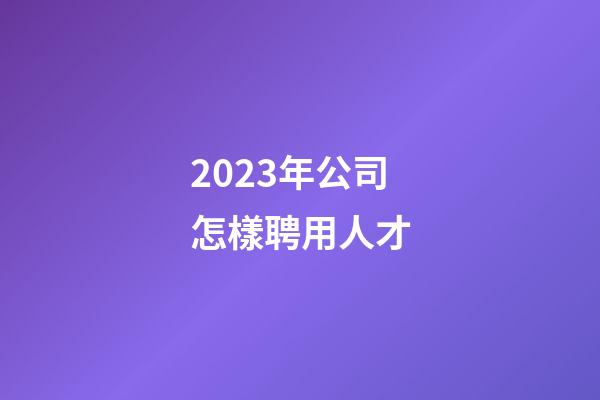 2023年公司怎樣聘用人才