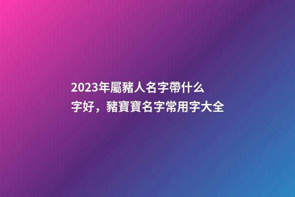 2023年屬豬人名字帶什么字好，豬寶寶名字常用字大全