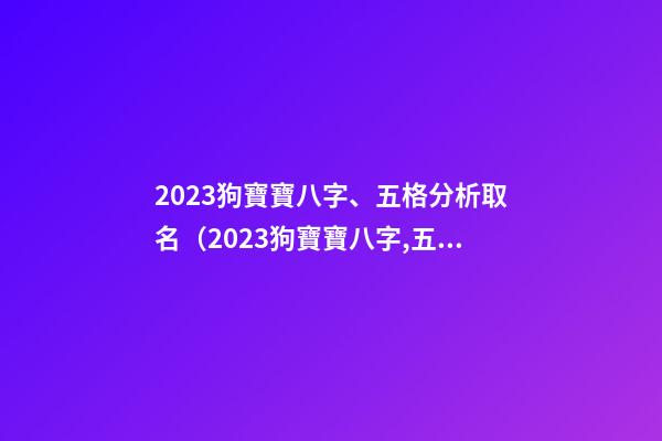2023狗寶寶八字、五格分析取名（2023狗寶寶八字,五格分析取名吉兇）