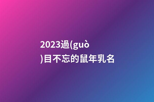 2023過(guò)目不忘的鼠年乳名