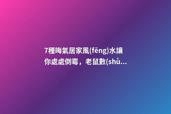 7種晦氣居家風(fēng)水讓你處處倒霉，老鼠數(shù)錢要破財(cái)