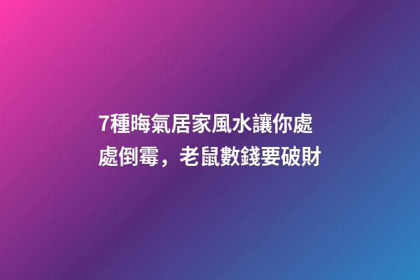7種晦氣居家風水讓你處處倒霉，老鼠數錢要破財