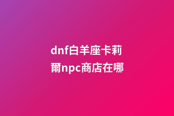 dnf白羊座卡莉爾npc商店在哪-第1張-星座運勢-玄機派