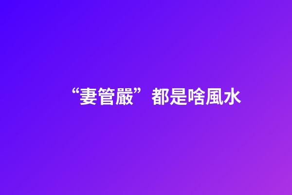 “妻管嚴”都是啥風水