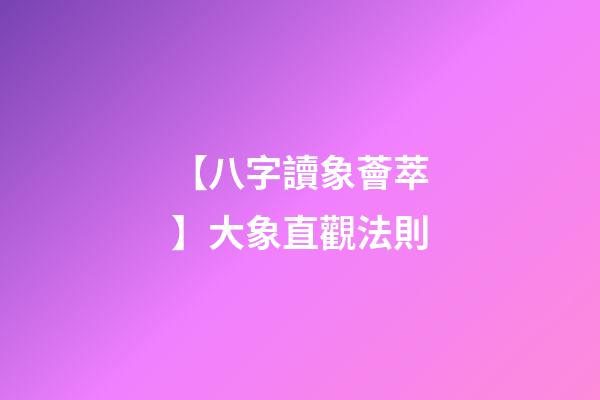 【八字讀象薈萃】大象直觀法則