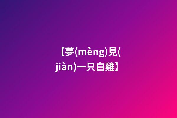 【夢(mèng)見(jiàn)一只白雞】
