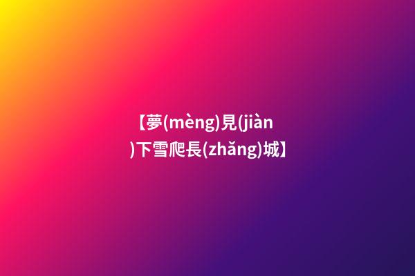 【夢(mèng)見(jiàn)下雪爬長(zhǎng)城】