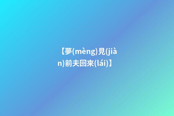 【夢(mèng)見(jiàn)前夫回來(lái)】