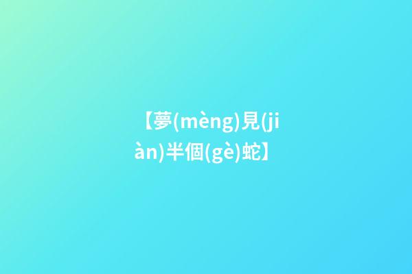 【夢(mèng)見(jiàn)半個(gè)蛇】