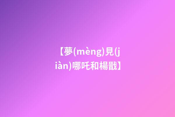 【夢(mèng)見(jiàn)哪吒和楊戩】