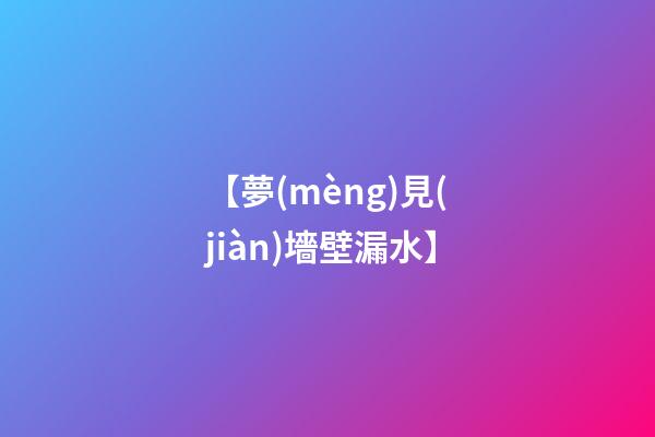 【夢(mèng)見(jiàn)墻壁漏水】