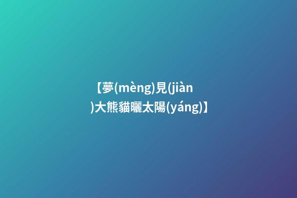 【夢(mèng)見(jiàn)大熊貓曬太陽(yáng)】