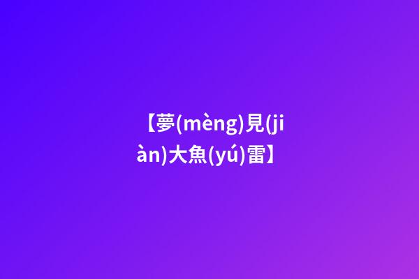 【夢(mèng)見(jiàn)大魚(yú)雷】