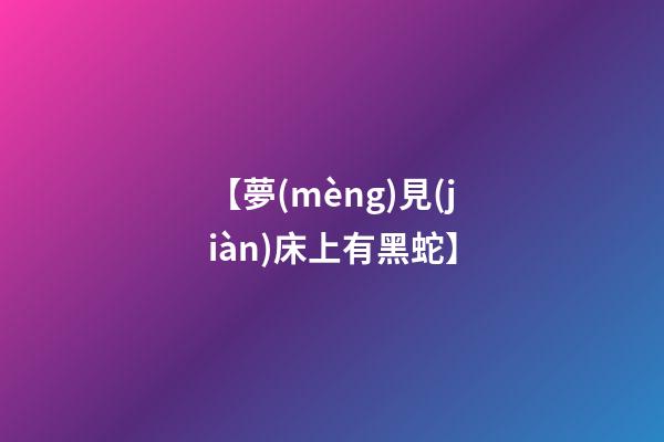 【夢(mèng)見(jiàn)床上有黑蛇】