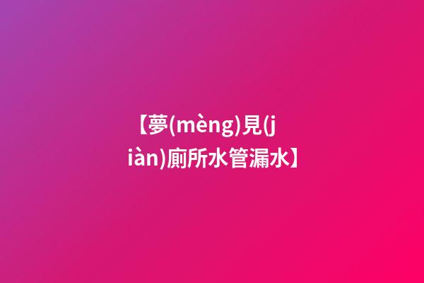 【夢(mèng)見(jiàn)廁所水管漏水】