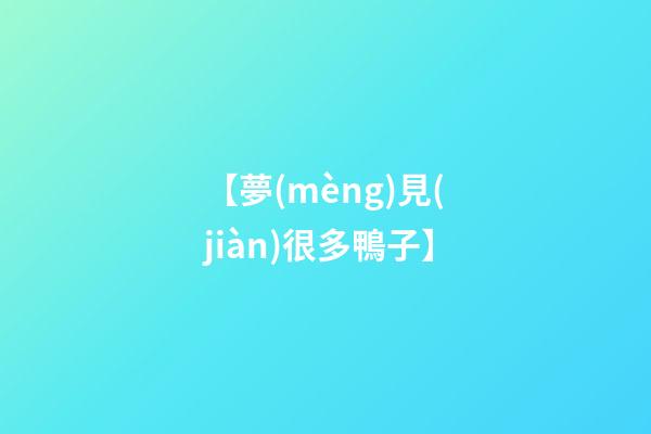 【夢(mèng)見(jiàn)很多鴨子】