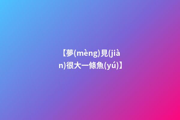 【夢(mèng)見(jiàn)很大一條魚(yú)】