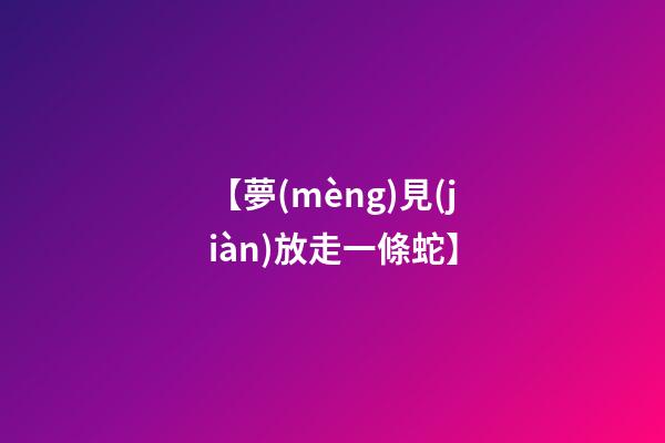 【夢(mèng)見(jiàn)放走一條蛇】