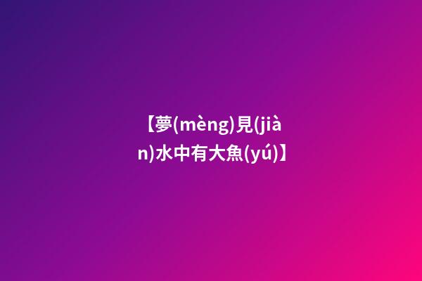 【夢(mèng)見(jiàn)水中有大魚(yú)】