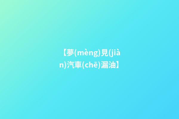 【夢(mèng)見(jiàn)汽車(chē)漏油】