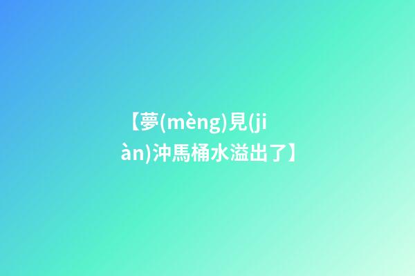 【夢(mèng)見(jiàn)沖馬桶水溢出了】