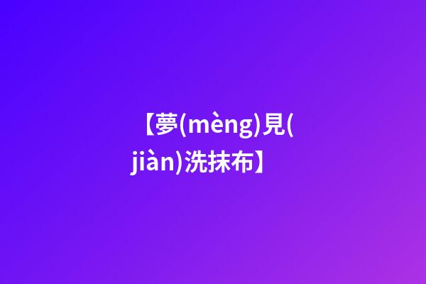 【夢(mèng)見(jiàn)洗抹布】