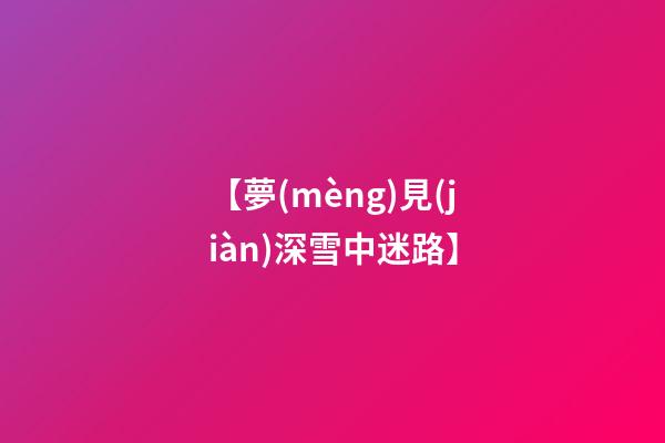 【夢(mèng)見(jiàn)深雪中迷路】