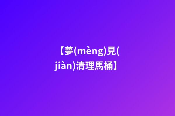 【夢(mèng)見(jiàn)清理馬桶】