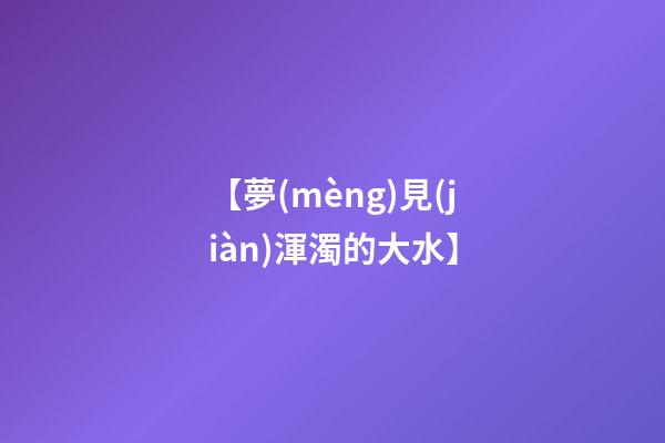 【夢(mèng)見(jiàn)渾濁的大水】