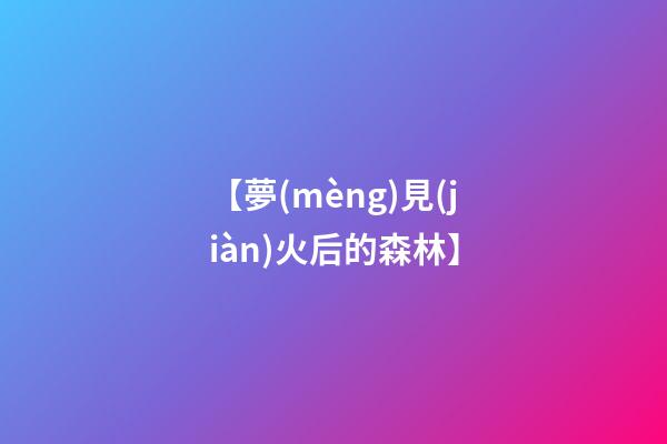 【夢(mèng)見(jiàn)火后的森林】