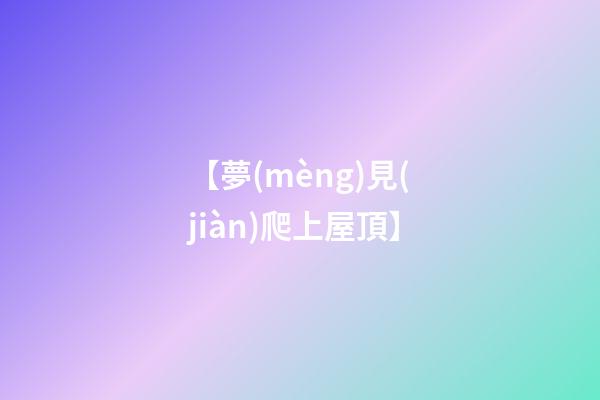 【夢(mèng)見(jiàn)爬上屋頂】