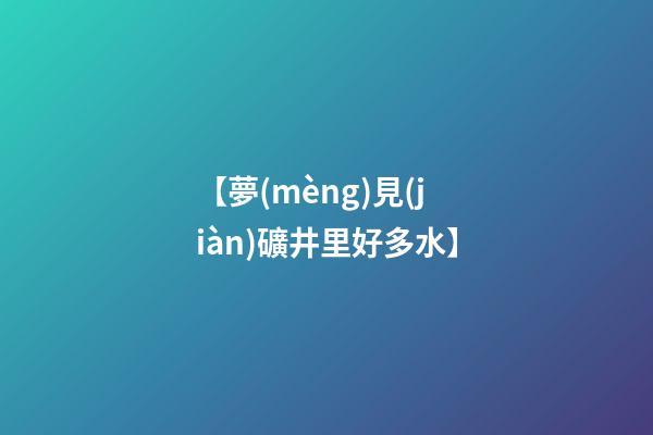 【夢(mèng)見(jiàn)礦井里好多水】