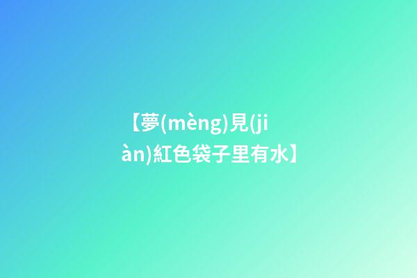 【夢(mèng)見(jiàn)紅色袋子里有水】