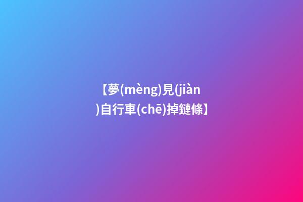 【夢(mèng)見(jiàn)自行車(chē)掉鏈條】