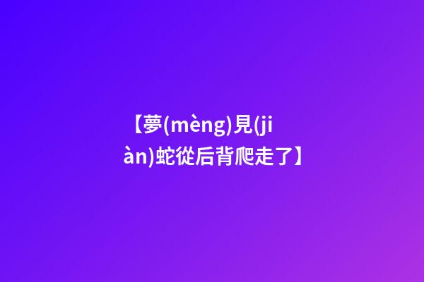 【夢(mèng)見(jiàn)蛇從后背爬走了】