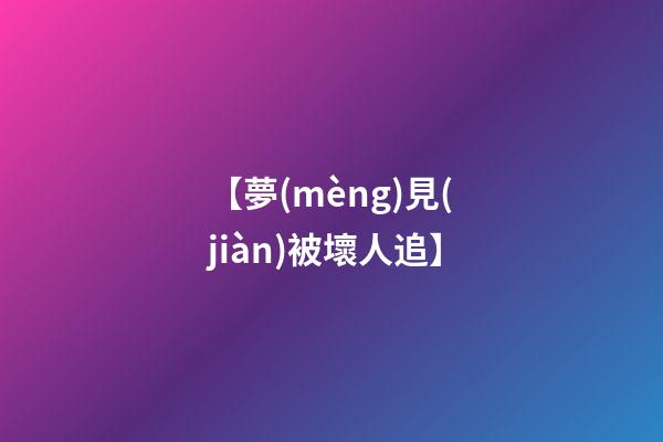 【夢(mèng)見(jiàn)被壞人追】