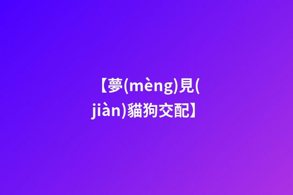 【夢(mèng)見(jiàn)貓狗交配】