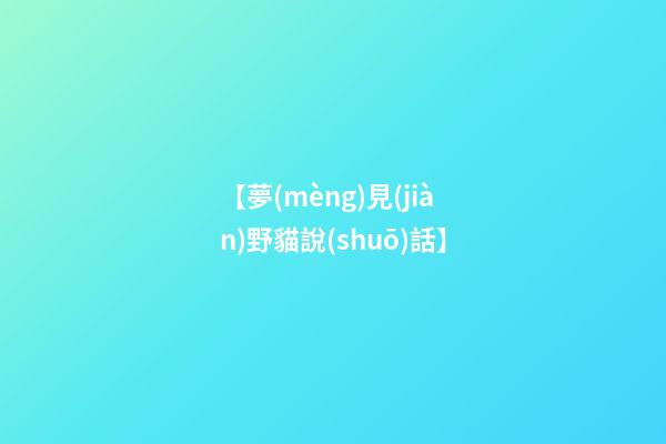 【夢(mèng)見(jiàn)野貓說(shuō)話】